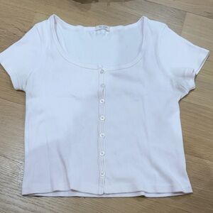 Vintage Brandy Melville Light Pink Button-Up Ribbed Top